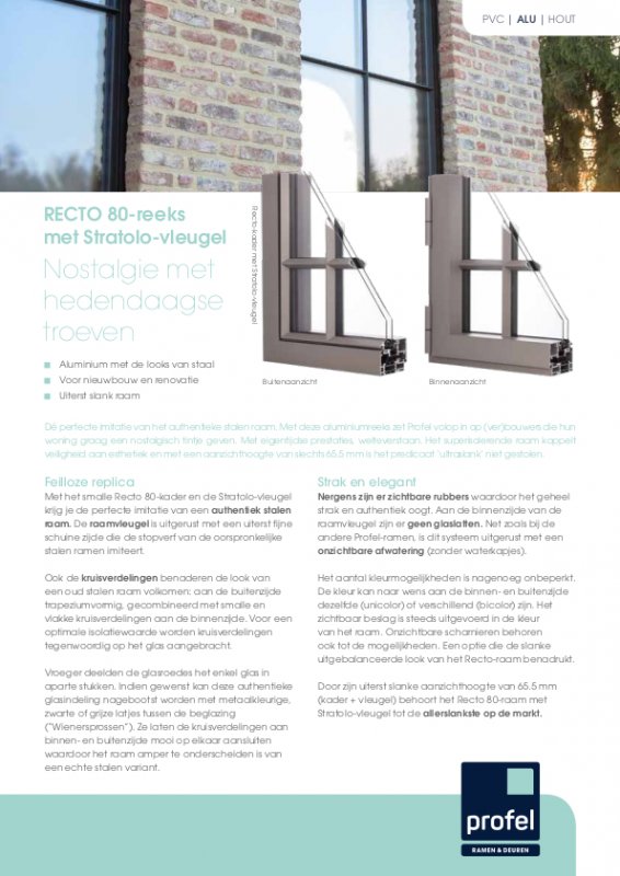 Profel alumnium Recto 80 reeks Stratolo vleugel folder